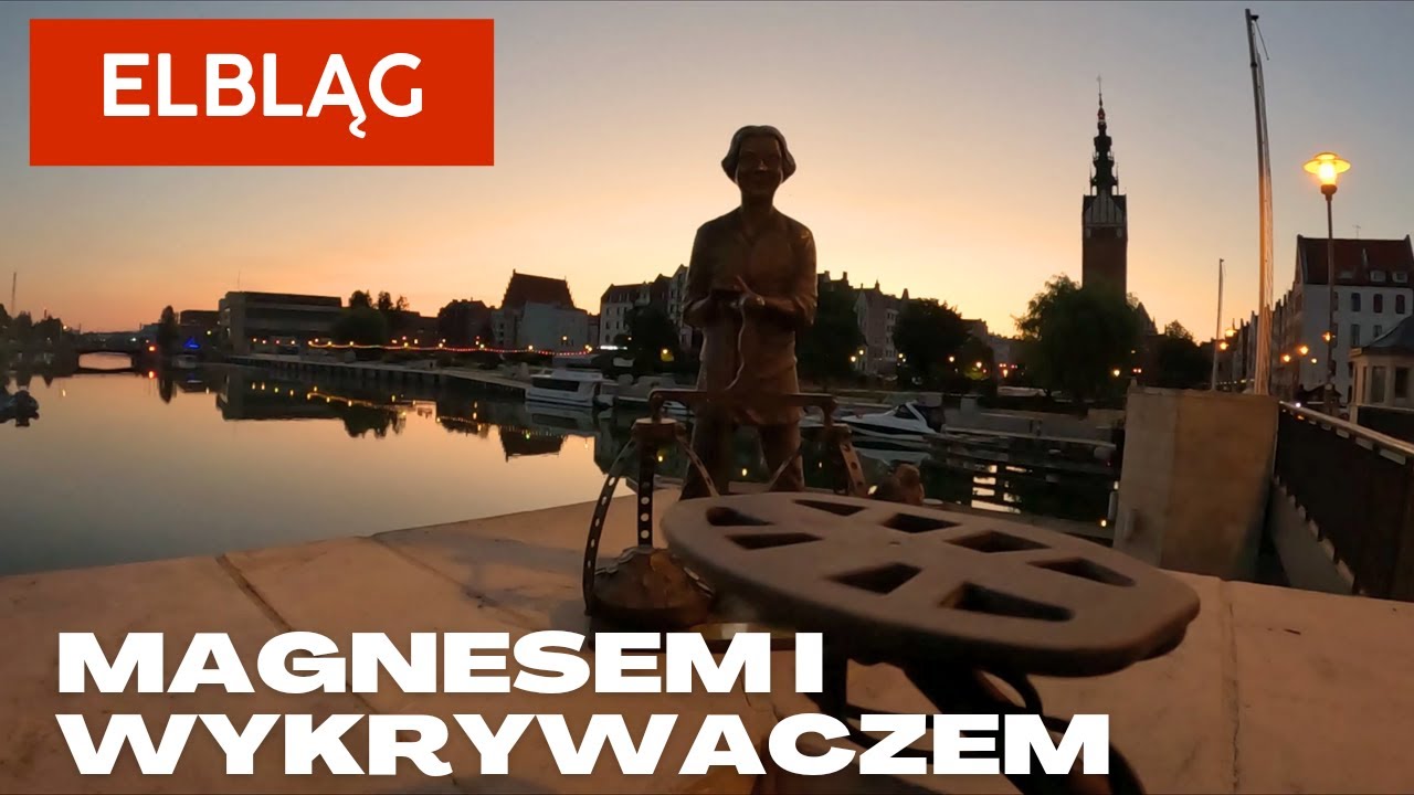 Elbląg z wykrywaczem metali i magnesem neodymowym, starówka z lotu