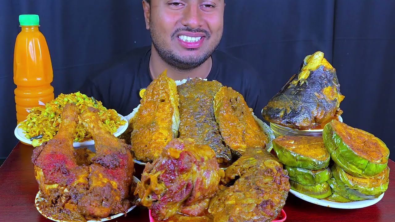 “Fish Head Curry, Mutton Neck & Chicken Leg | Ultimate Bengali Mukbang 😱🔥”