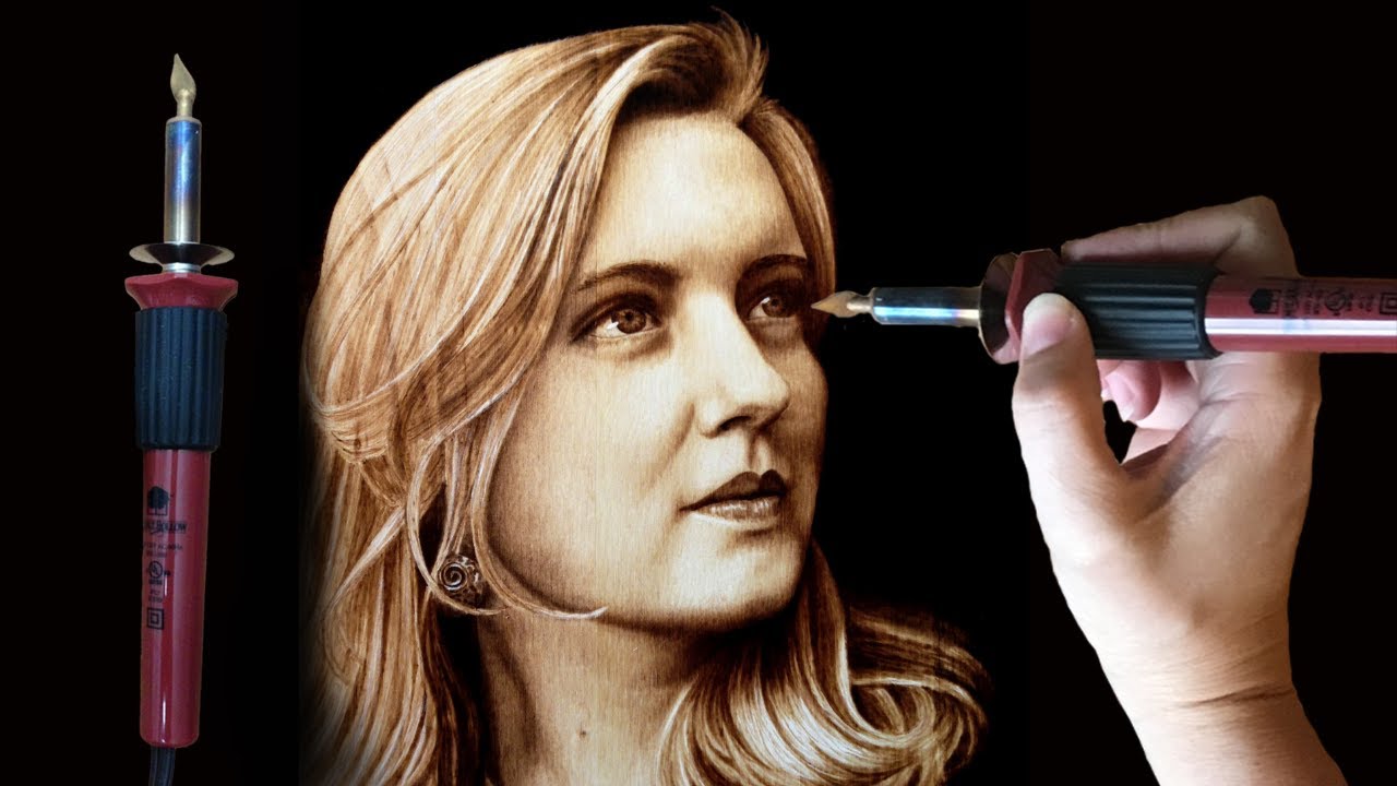 Creating a Portrait with a Hot Metal Tool | Realistic Wood Burning Art