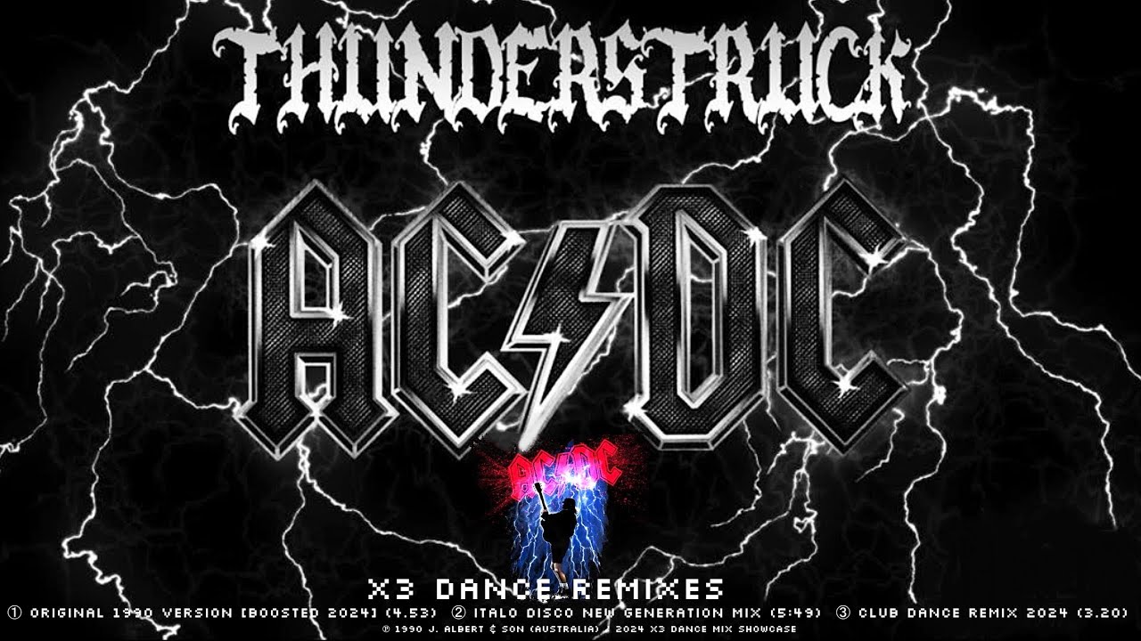 AC/DC ⚡ THUNDERSTRUCK (X3 NEW DANCE MIXES) 12'' DISCO ROCK ITALO EDM '80s '90s 1990/2024 DJ REMIXES