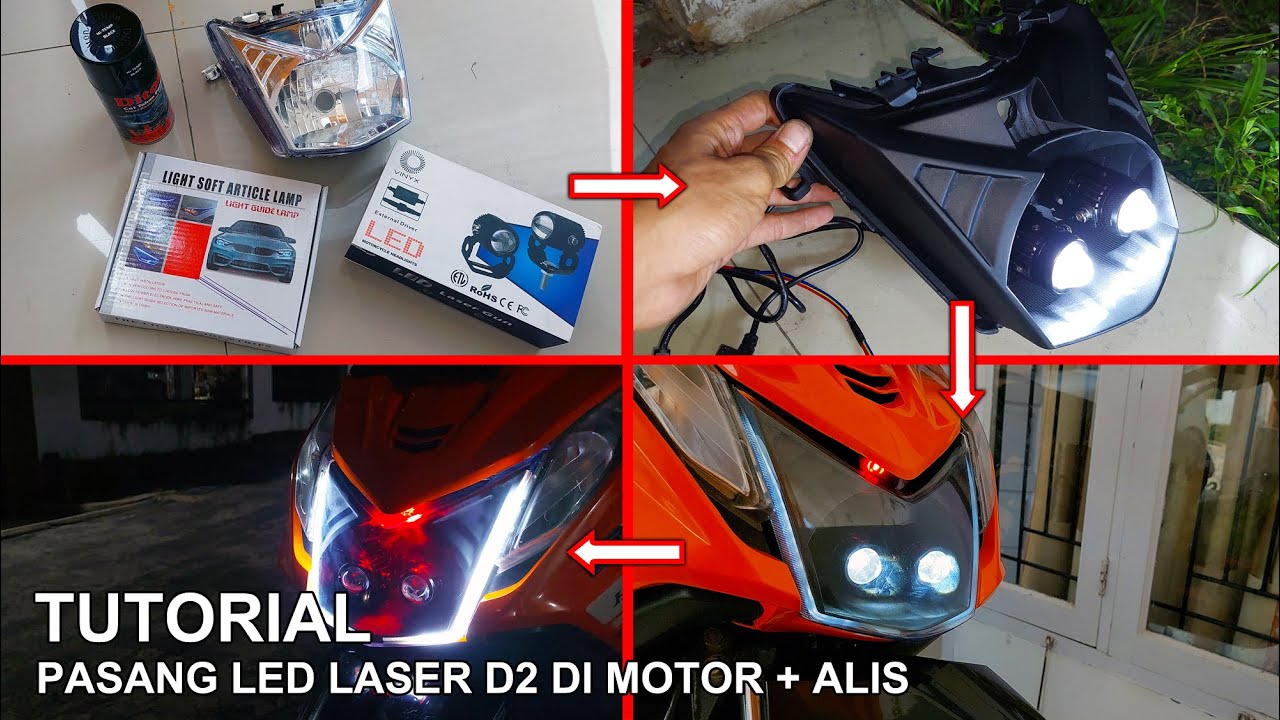 Custom dan Pemasangan LED Laser Di Headlamp Motor Honda Beat + DRL Alis Sein Running