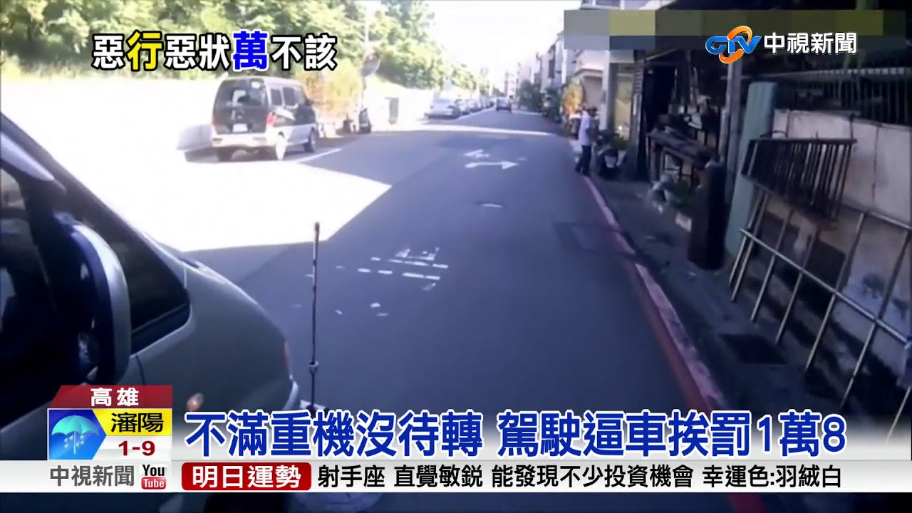 不滿重機沒待轉 駕駛逼車挨罰1萬8│中視新聞 20171101