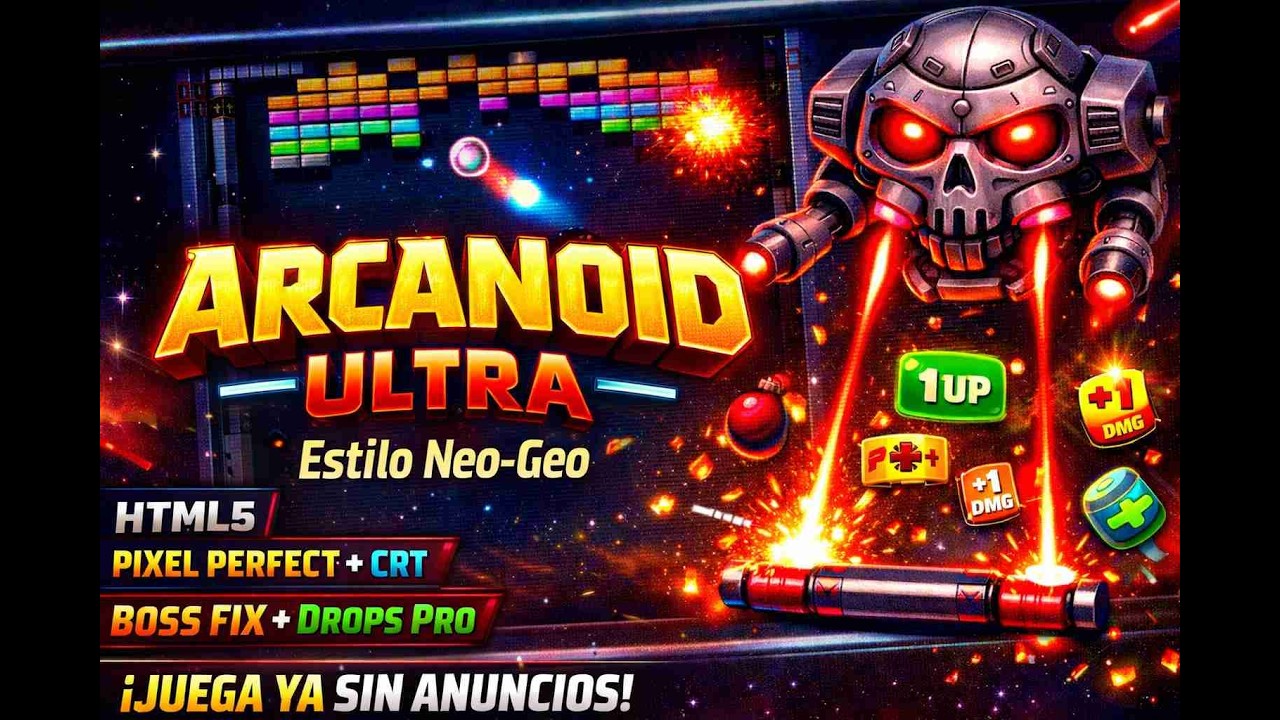 ARCADNOID NEO-GEO ULTRA en HTML5 🔥 Pixel Perfect + CRT + Fullscreen Móvil  | RGB Games