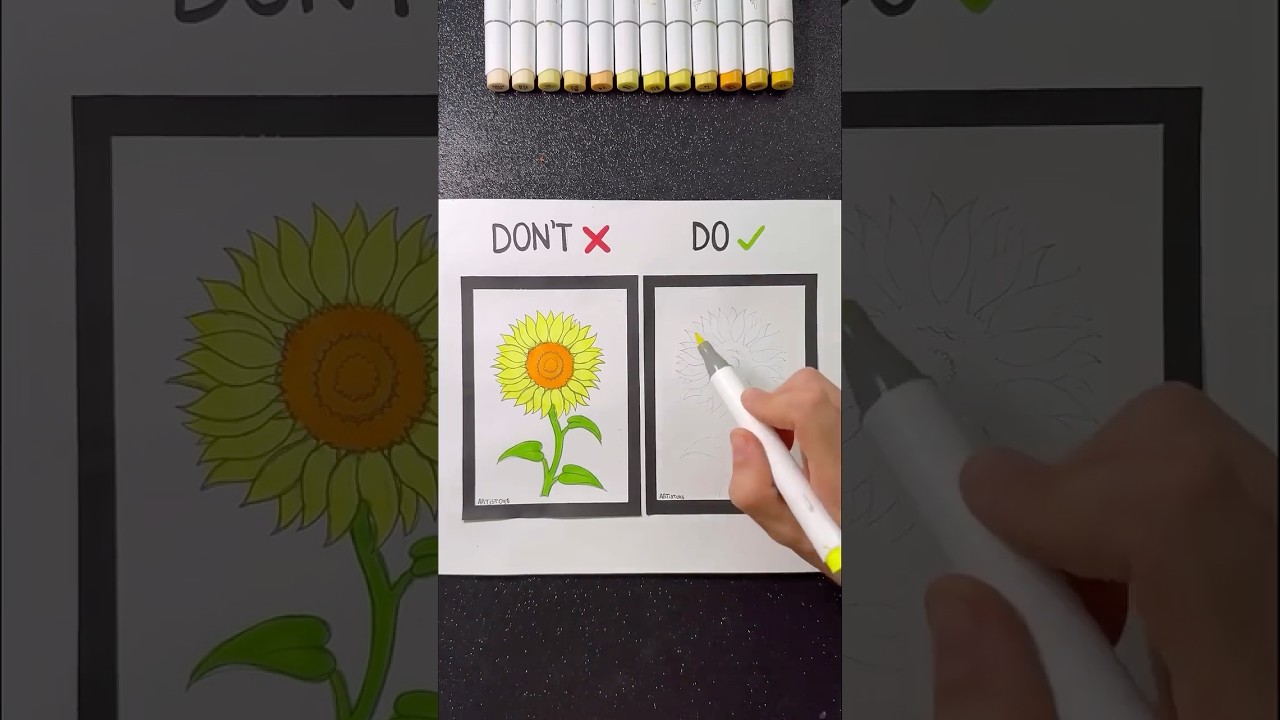 How to Draw a Sunflower! ✍️✨🌻 #art #drawing #tutorial