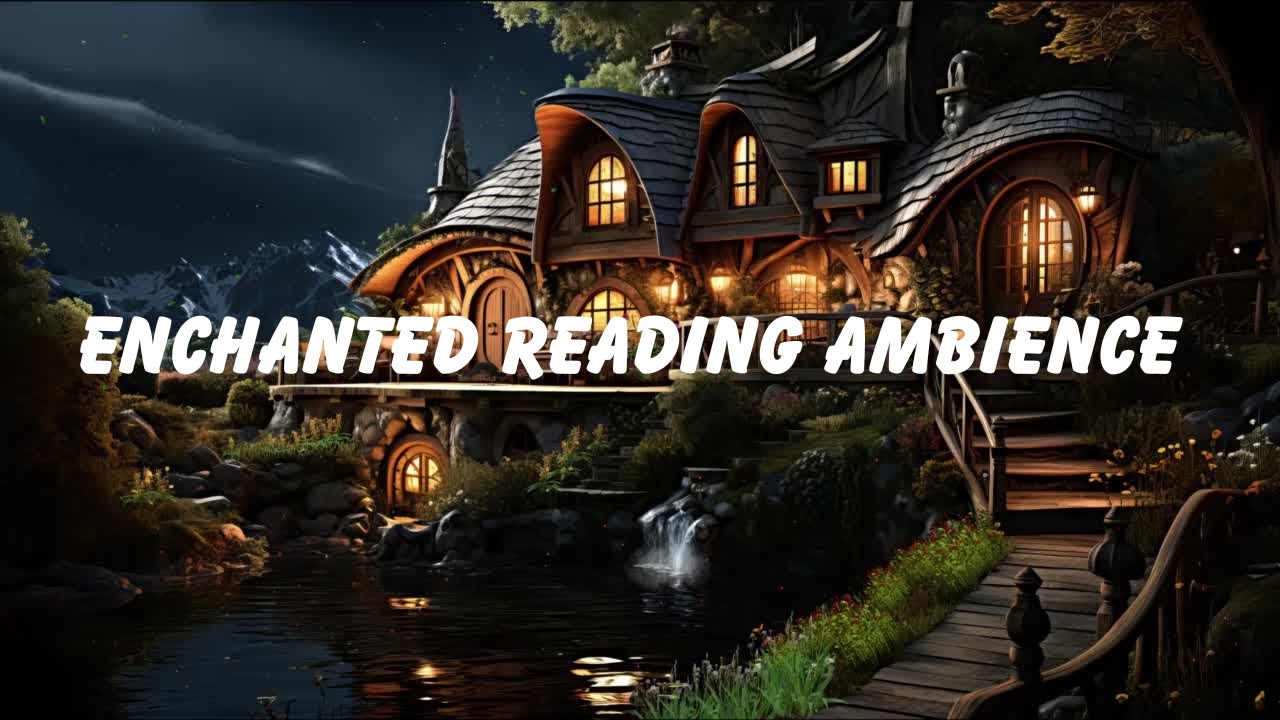 Enchanted Reading Ambience | Relaxing Ambience Music With A Soft Waterfall For Reading and Focus.