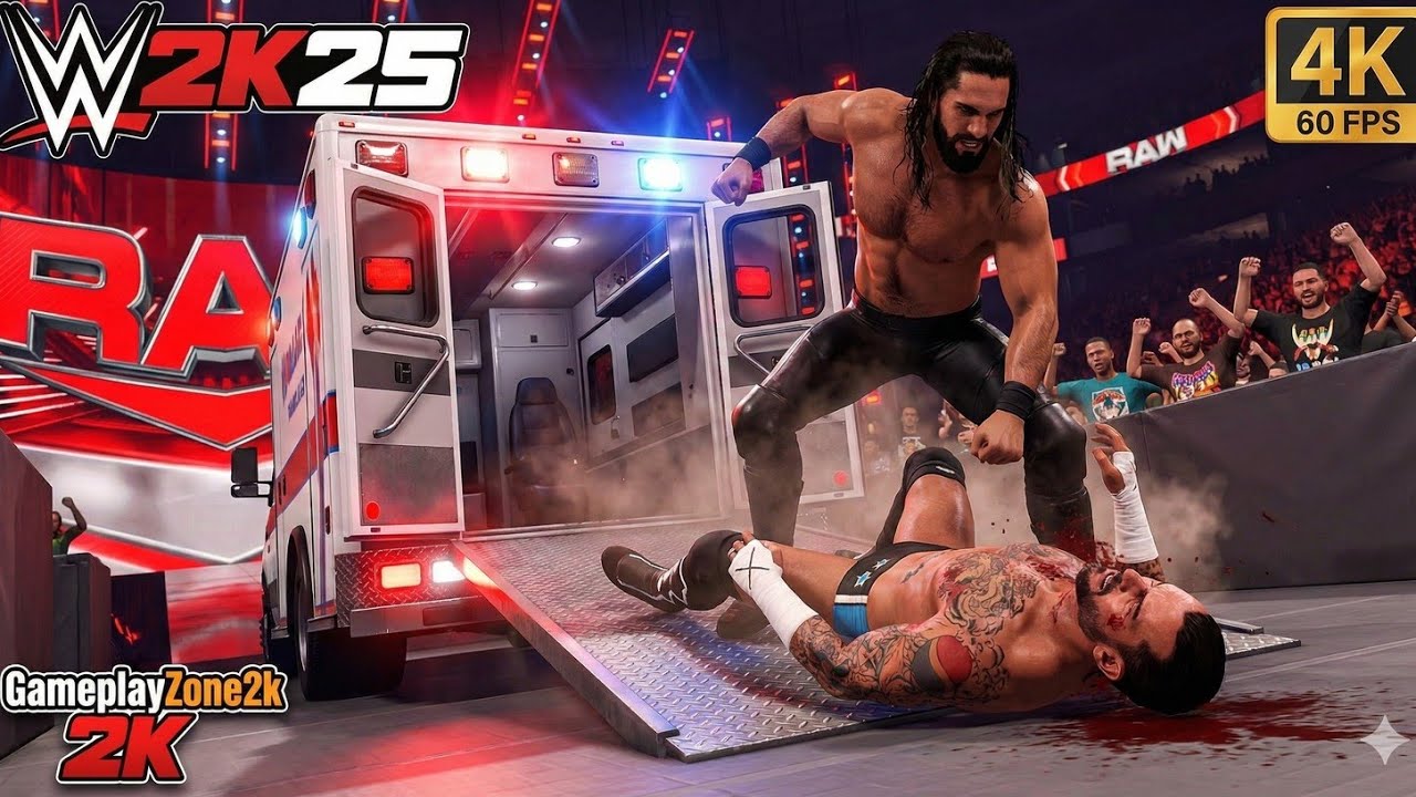 SETH ROLLINS vs CM PUNK! 🚑 Ambulance Match - WWE 2K25 Gameplay