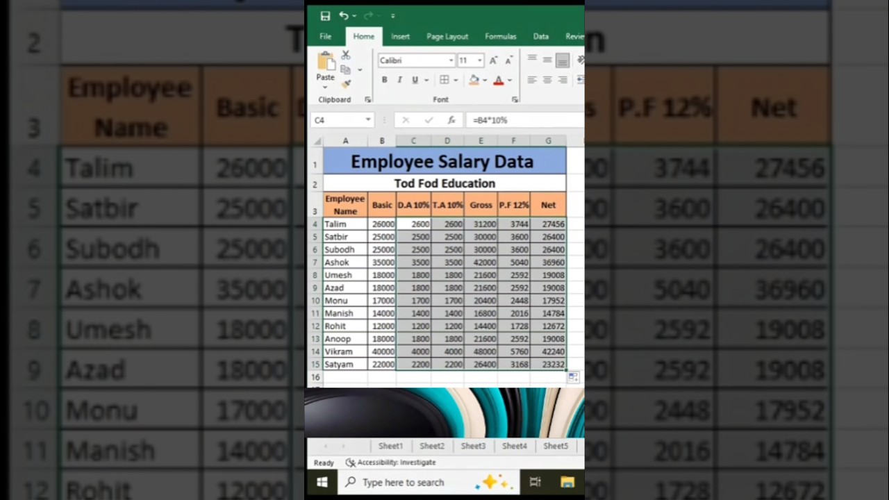 &ldquo;How to Create Employees Salary Sheet in MS Excel 2025 | Payroll Sheet Tutorial for HR & Office#fyp