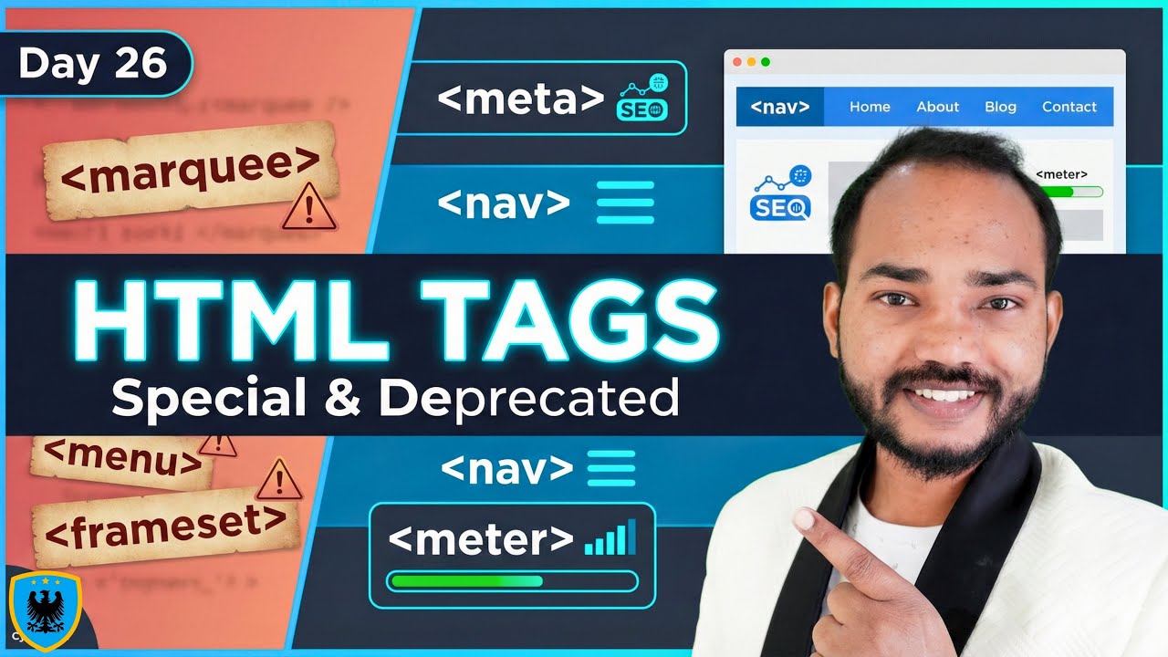 HTML Special & Old Tags Explained (Hindi) | Marquee, Meta, Nav, Menu & More | Cyber Gita