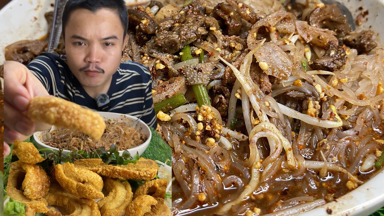 ก๋วยเตี๋ยวเนื้อเปื่อยกับแคบหมูทำเอง￼กรอบๆ