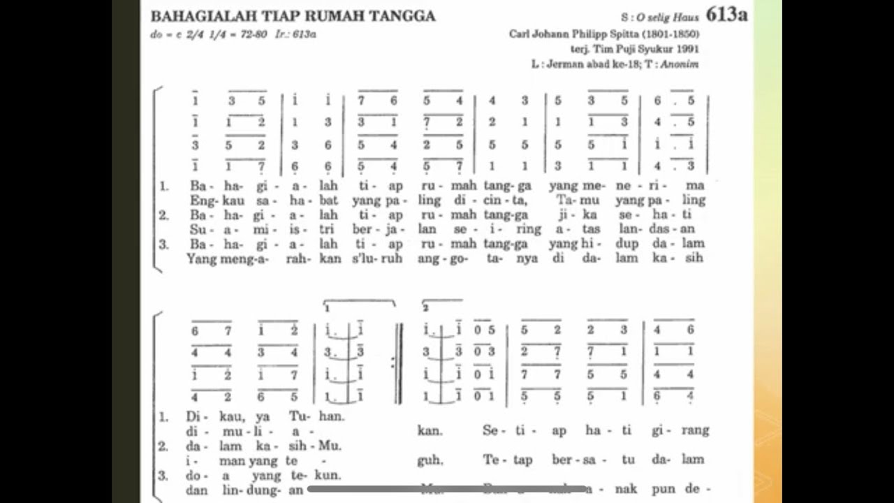 Bahagialah Tiap Rumah Tangga (PS. 613) - notasi Alto