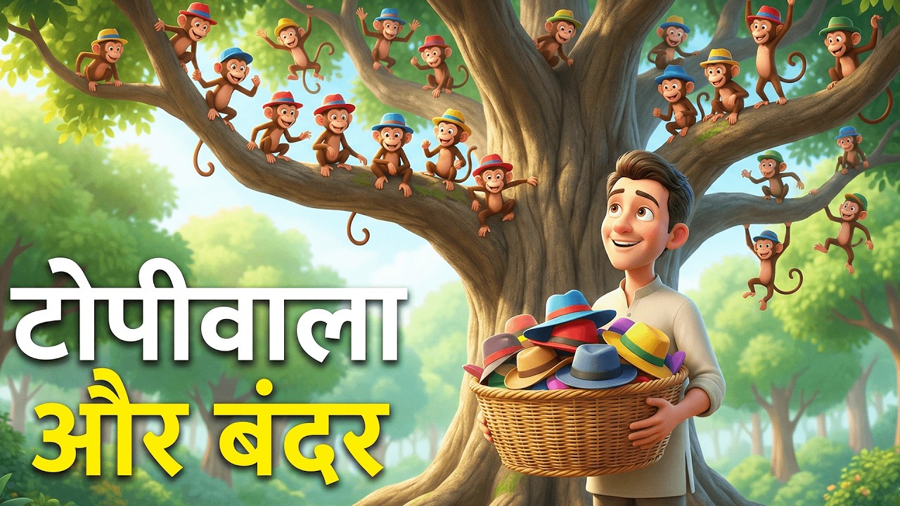 टोपीवाला और बंदर | Monkey and Cap Seller Story | Panchatantra Story Hindi | Hindi Story for Kids