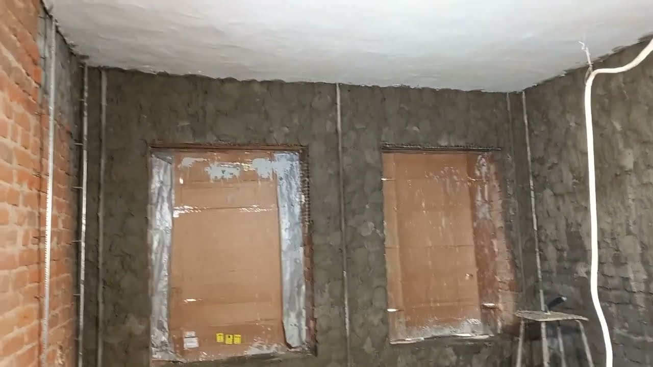 Штукатурка ЦПС толстым слоем.