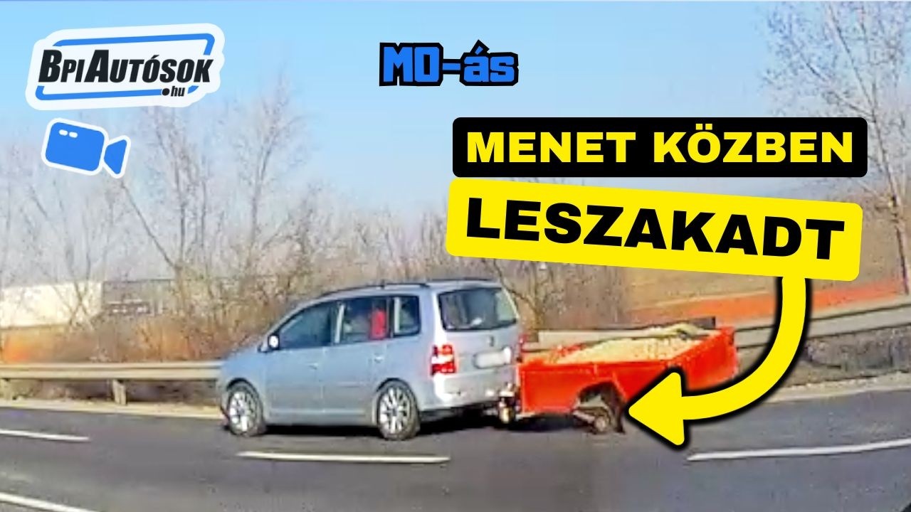 PÁNIK AZ M0-áson: leszakadt egy utánfutó kereke menet közben