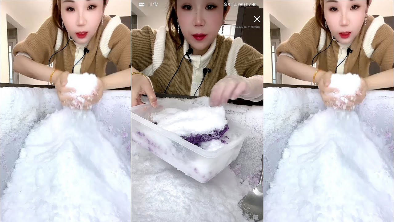 ASMR WHITE ICE EATING / FREEZER FROST EATING YY