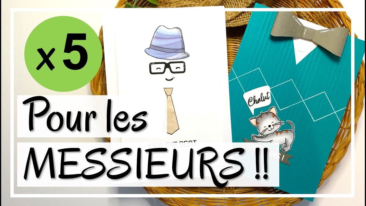 LANCEZ-VOUS !! 5 CARTES +MASCULINES !! Avec PEU DE MATÉRIEL !! Tuto Carterie DIY Scrapbooking