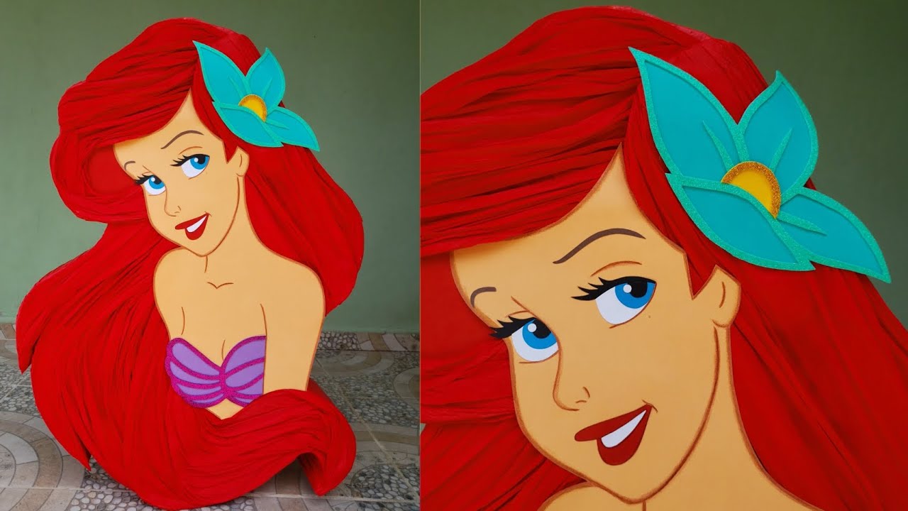 Piñata de Sirenita Ariel 🧜‍♀️ Armado y decorado desde 0 | Piñatas de cartón