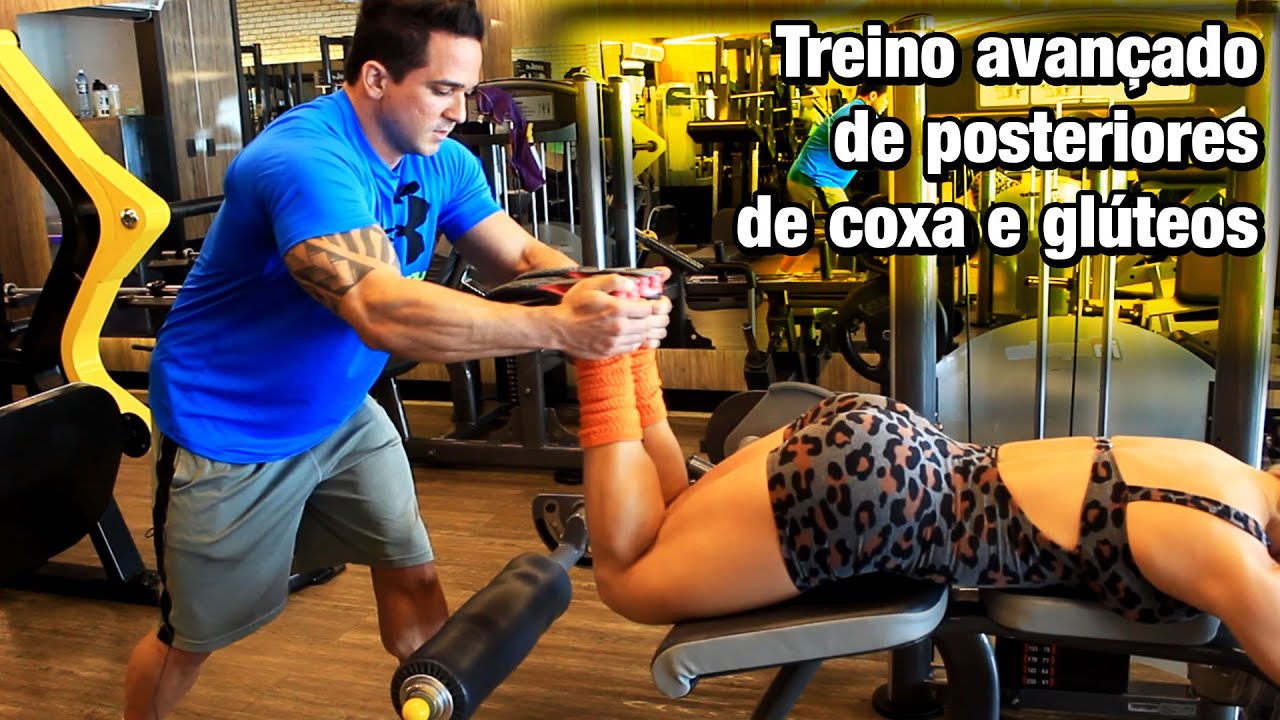 Treino avançado de posteriores de coxa e glúteos com Mara Souza e treinador Thiago Aguiar