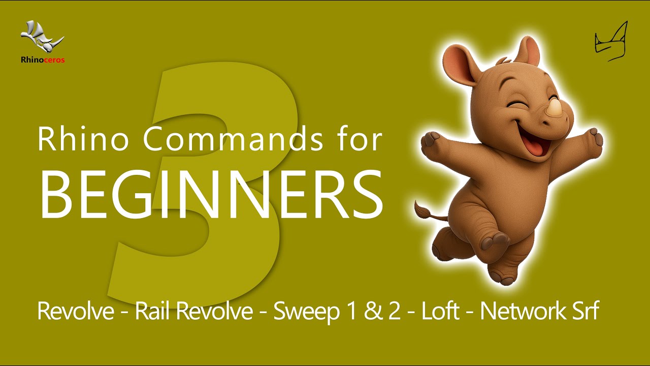 Rhino Commands for Beginners 03 - Revolve, Rail Revolve, Sweep 1 & 2, Loft, Network Srf