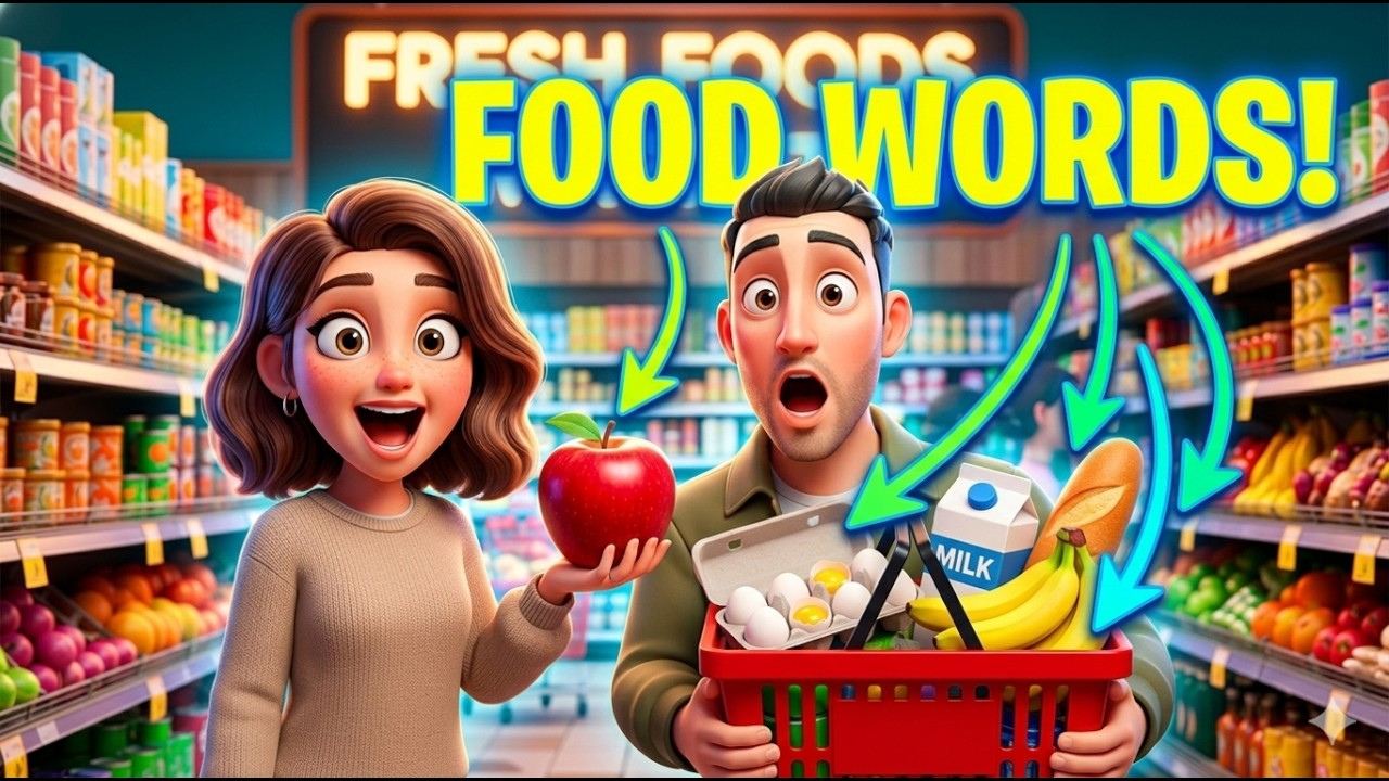 Learn Food in English FAST! 🍎 7 Minute English Lesson for Beginners (Shopping Vocabulary)