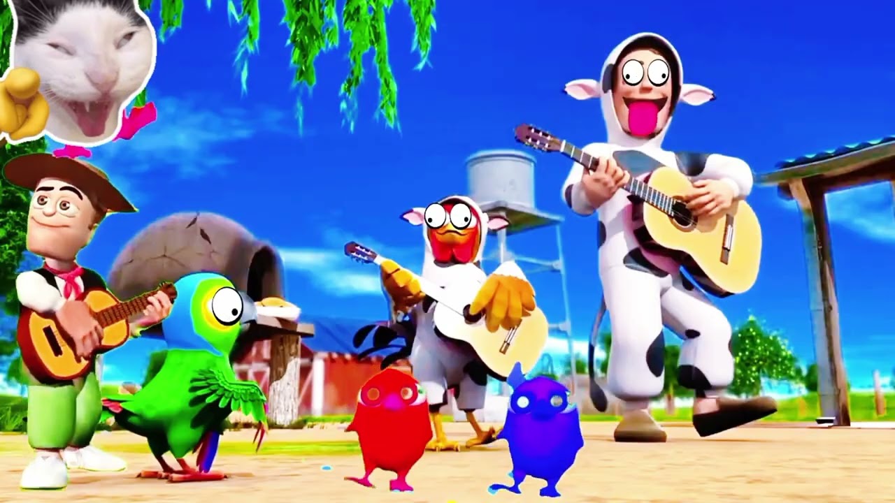 El Pollito Pio 3D - Canciones de la Granja deZenón -el Pollito y el Tractor de lagranja vaca