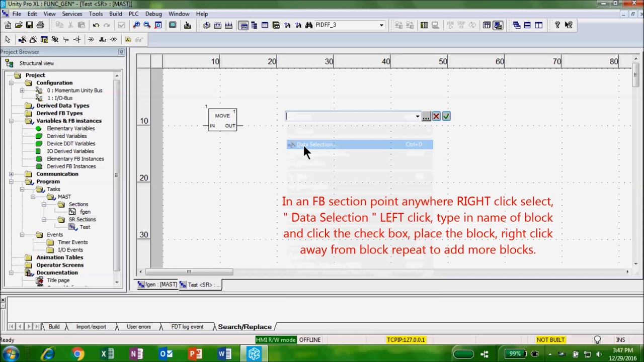 Selecting EFBs Quickly in Unity Pro | Schneider Electric Support