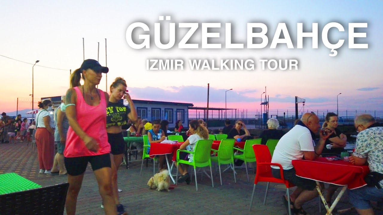 [4K] Izmir GÜZELBAHÇE Walking Tour - Sunset, Night Market | 🇹🇷 Turkey Travel 2021