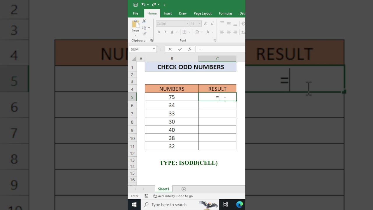 CHECK ODD NUMBERS  #theexperts #excel #excelworld #microsoftexcel