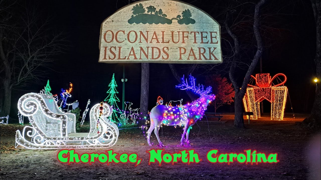 Lights At Oconaluftee Islands Park - Cherokee, North Carolina