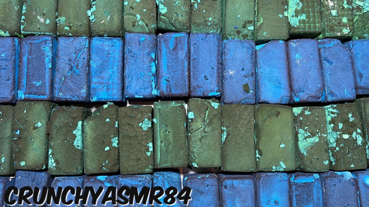 100 Soft Dyed Blue & Green Block Halves | 400K Celebration Part 2 | Oddly Satisfying | ASMR