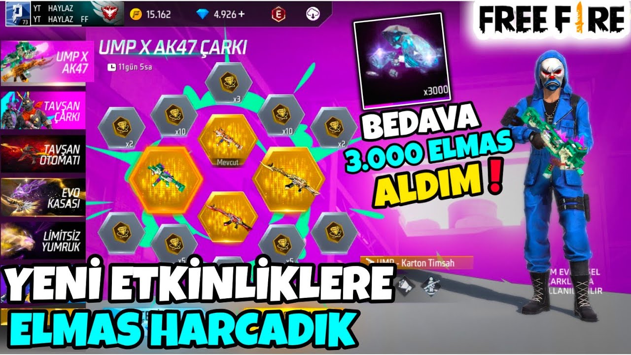 BEDAVA 3.000 ELMAS ALDIM! - EVO SİLAHLARINI YÜKSELTTİM - YENİ ETKİNLİKLERE ELMAS HARCAMA - FREE FİRE