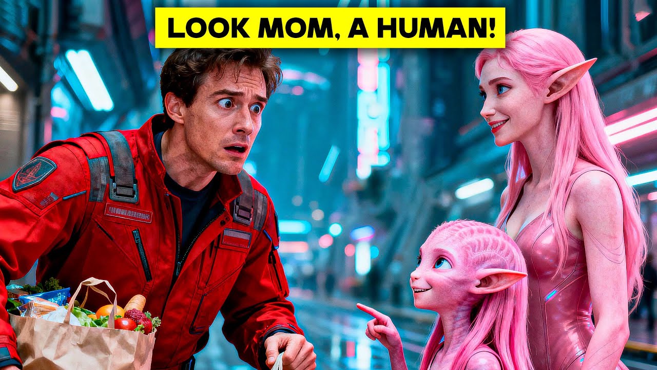 He Was Just Carrying Groceries… Until the Tiny Alien Girl Stared Like He Was a Myth