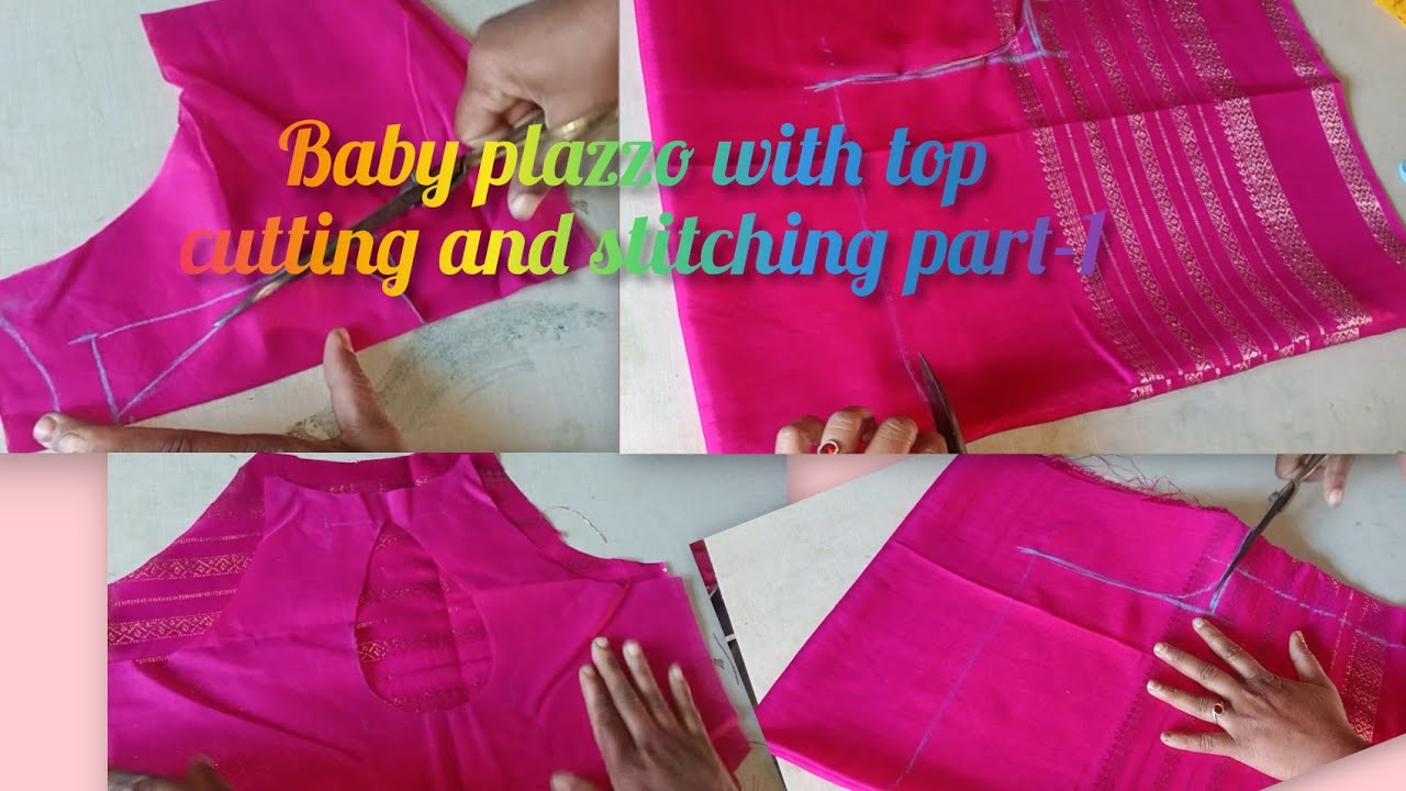 Part-1 Kids halter neck dress cutting and stitching |baby palazzo and top| halter neck | cutting 