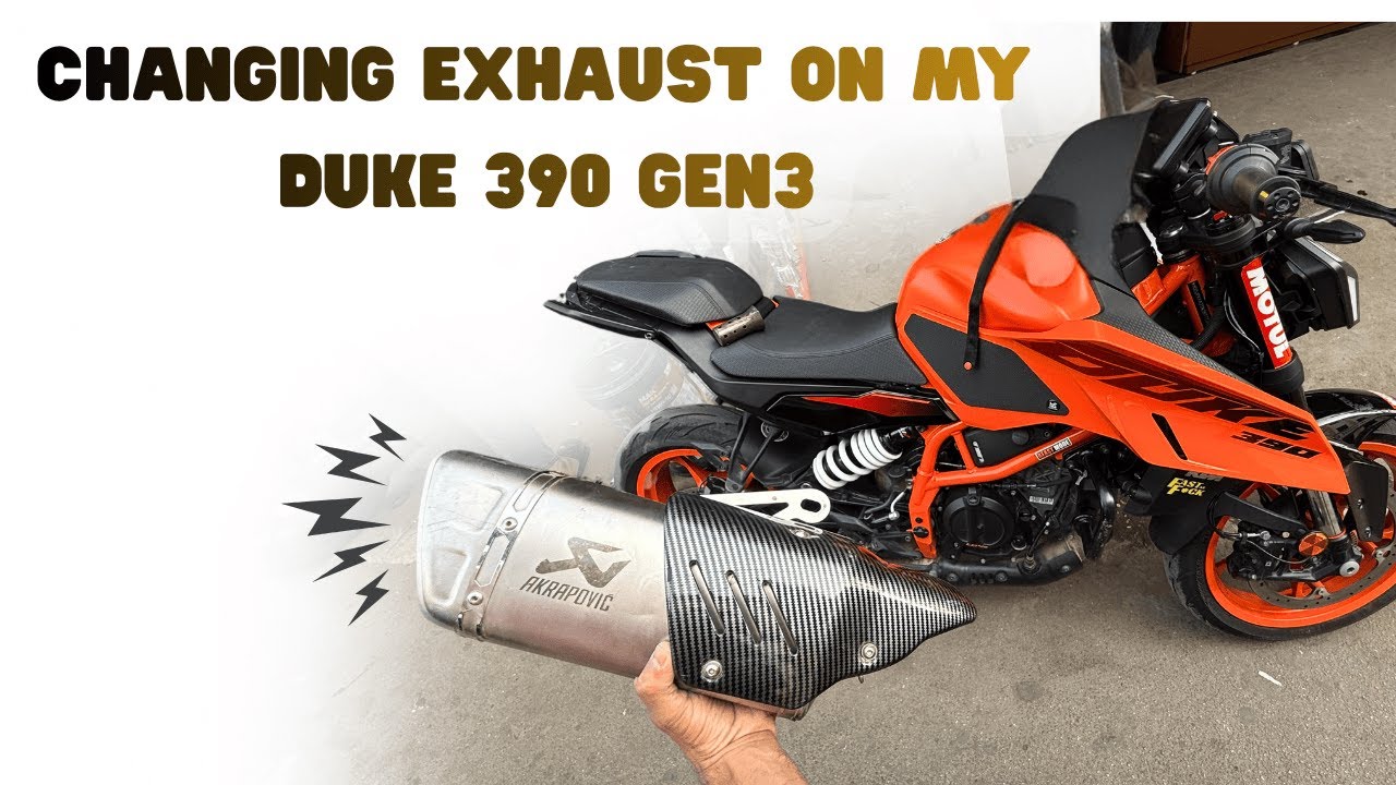 Installing Slip on Exhaust on DUKE 390 GEN3 || R1M Akrapovic || How to remove Duke390 Stock Exhaust