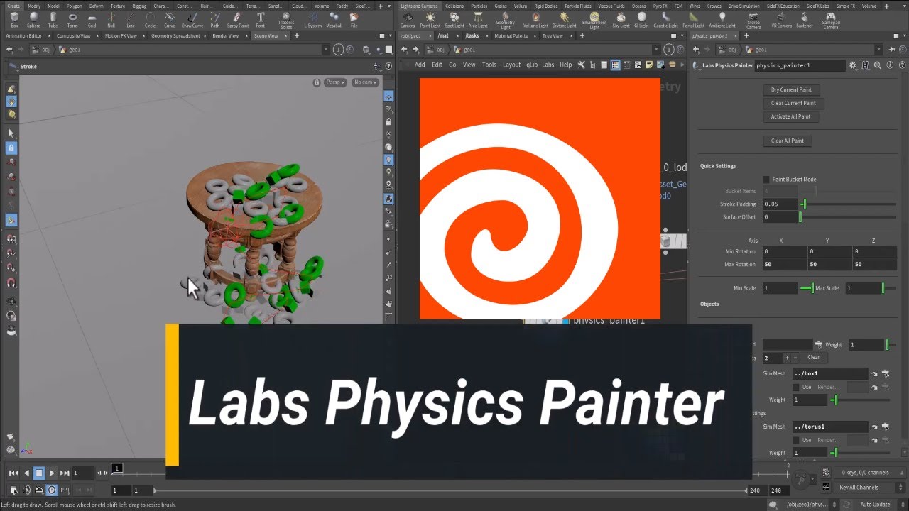 Houdini Fx Tutorial : Labs Physics Painter geometry node
