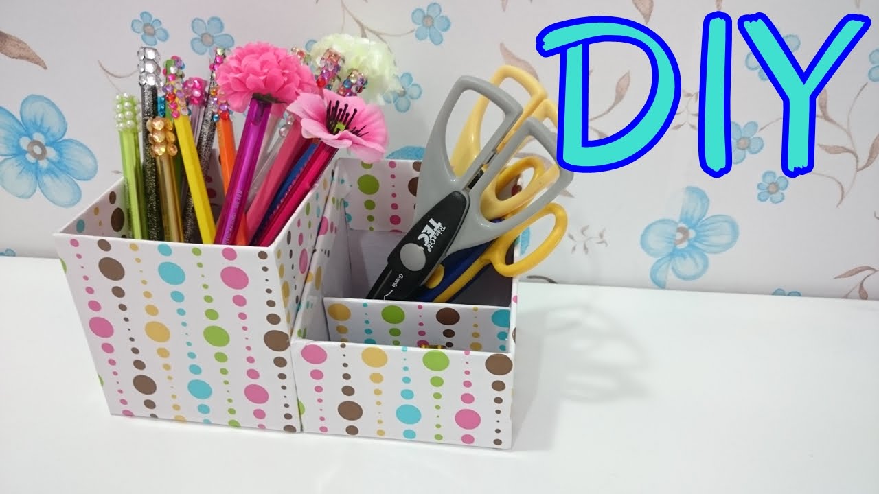DIY  ♥ Organizador escolar feito de papelão ♥