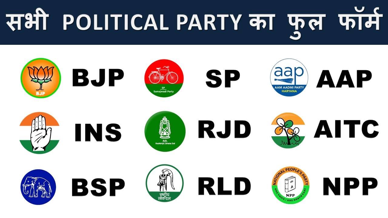 Full Form of BJP, RJD, RLD, BSP, SP, INS, AAP, AITC, NPP | Political Parties Ka Full Forms List