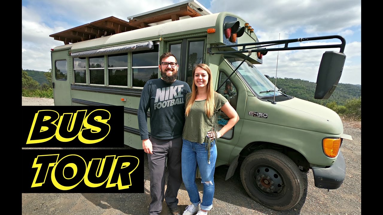 SKOOLIE TOUR | Enclosed Bathroom and Clever Indoor / Outdoor Shower in this DIY Short Bus Conversion