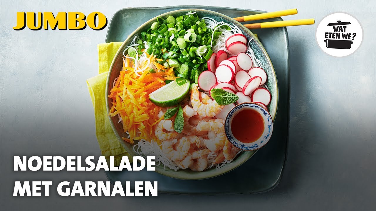 Wat eten we? Noedelsalade met garnalen