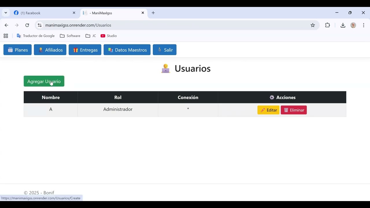 Portal de Entrega de Galletas ManiMax - Primera Versión