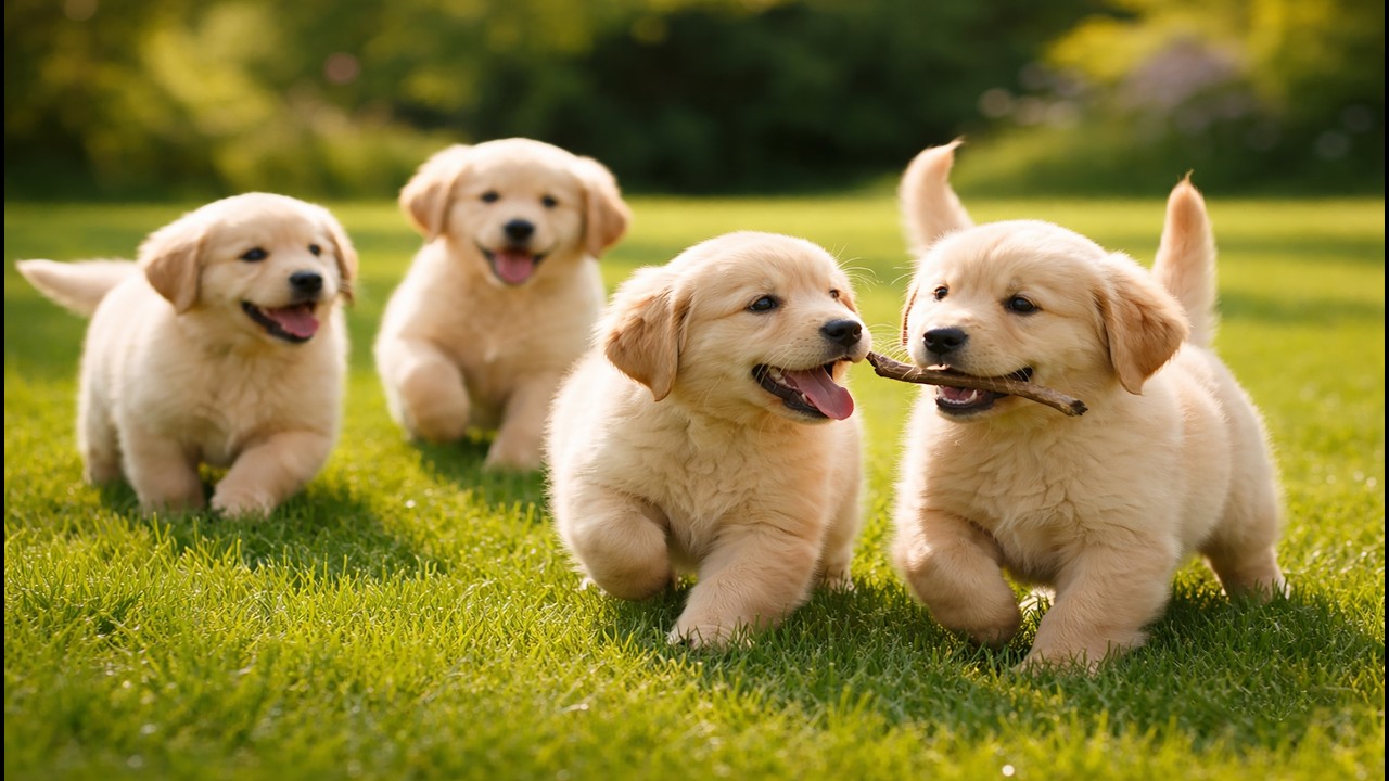 🐶✨ Sweet Puppy Family Moments on Green Lawn | Soothing Dog Video | Relaxing Dog Sounds