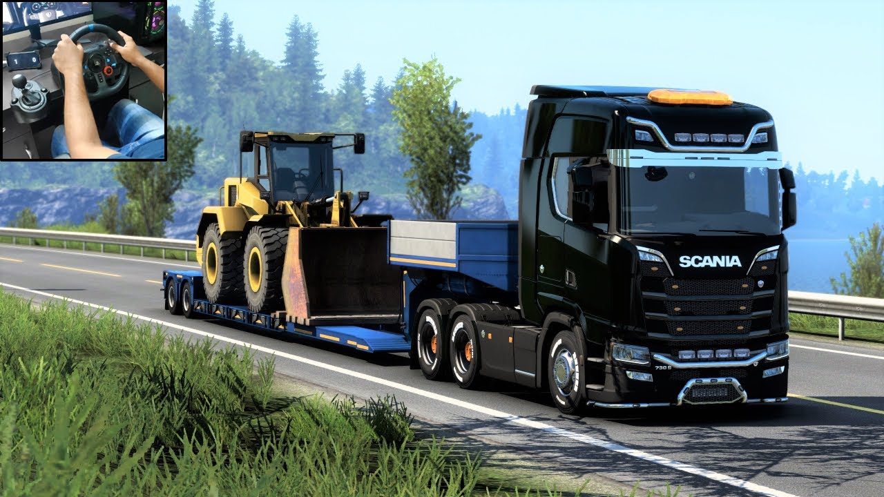Scania S730 | Euro Truck Simulator 2 | Wheel Loader Transport | Logitech G29 Gameplay