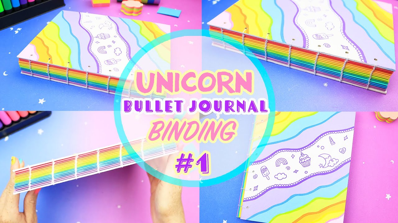 Unicorn Bullet Journal Part #1 Coptic binding - Misu Unicorn Bullet Journal 2021 | aPasos Crafts DIY