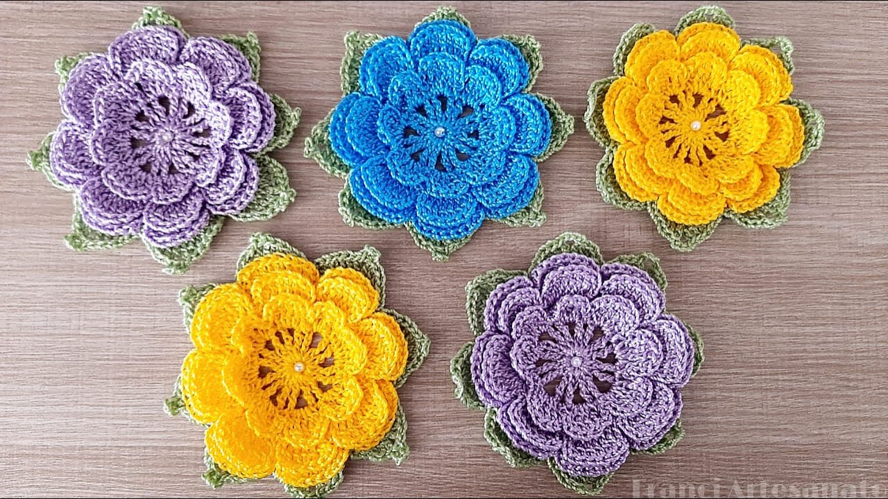 FLOR LINDA DE CROCHÊ PARA APLICAÇÃO - FRANCI ARTESANATO