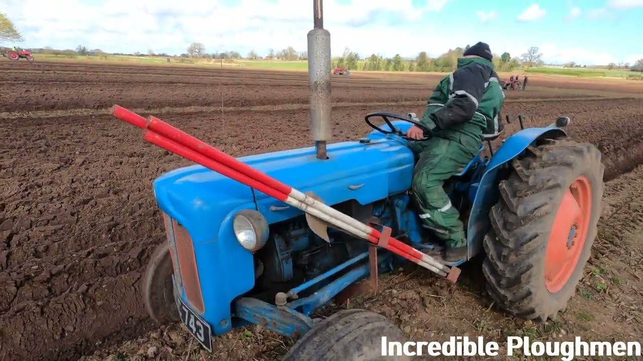 1959 Fordson Dexta 2.4 Litre 3-Cyl Diesel Tractor (32 HP) with Ransomes Plough