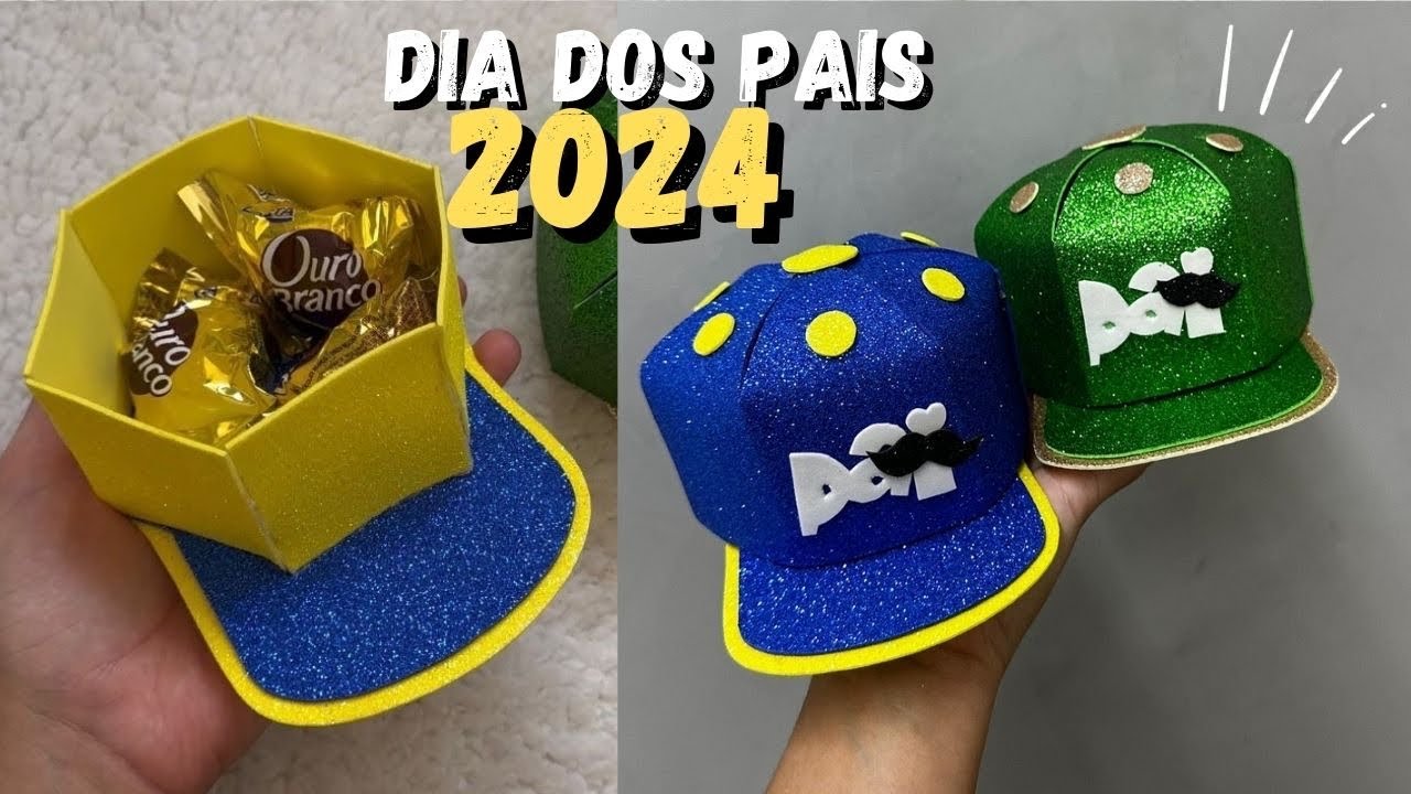 Boné porta em eva bombons para o dia dos pais 2025