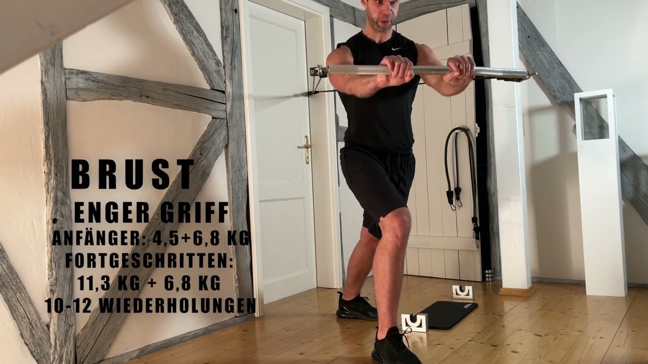 Brust Workout mit Stange und Widerstandsbänder - Brust - Crossbar