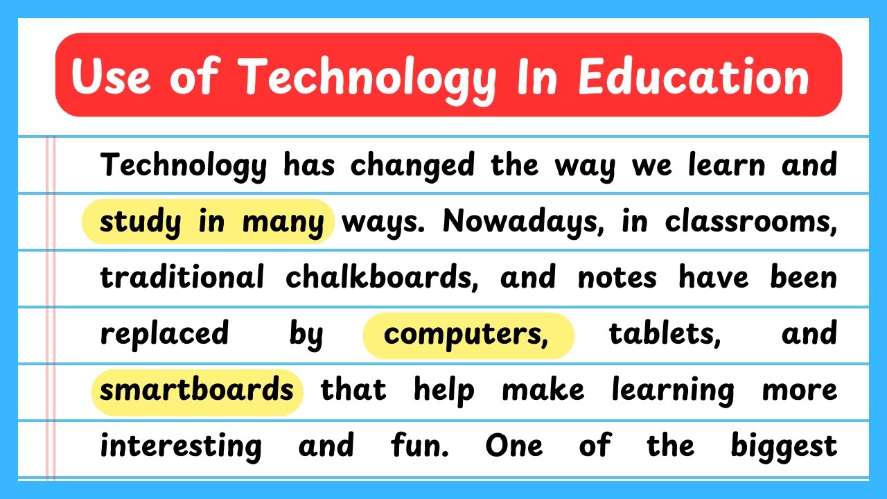 Use of Technology In Education Essay | Paragraph on role of technology in education
