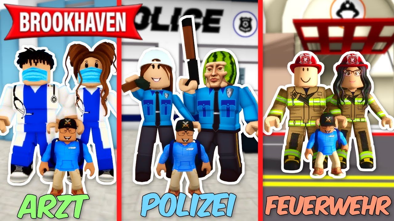Arzt-Familie vs Polizei-Familie vs Feuerwehr-Familie Brookhaven Story Roblox Deutsch