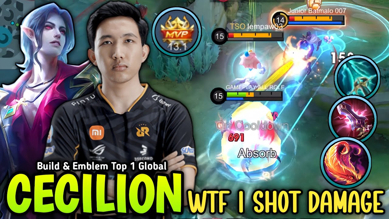 THANK YOU RRQ LEMON FOR CECILION NEW 1 SHOT BUILD FOR MID LANE 😱 - BUILD TOP 1 GLOBAL CECILION