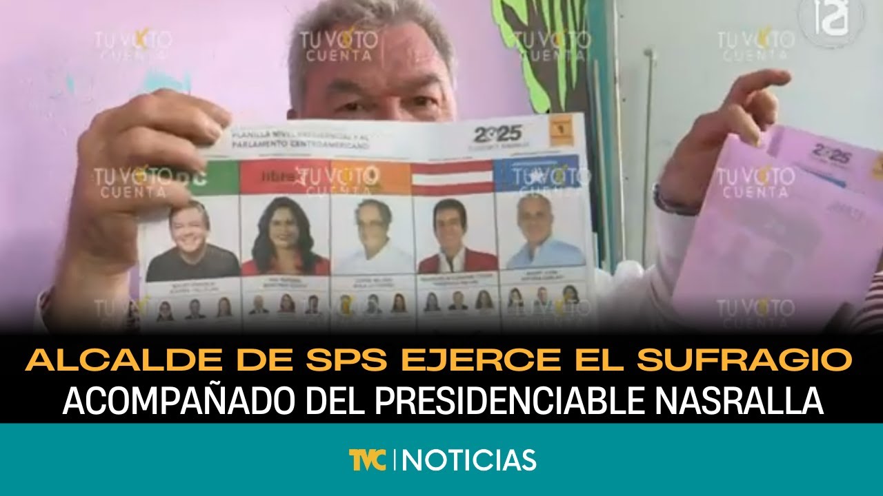 Alcalde de SPS Roberto Contreras ejerce el sufragio acompañado del presidenciable Nasralla